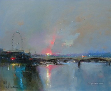夏の夜ロンドンの抽象的な海景 Oil Paintings